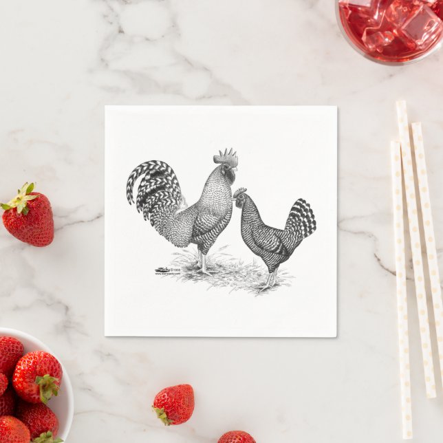 California Grey Rooster and Hen Napkin (Insitu)
