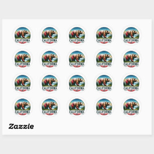 California, Grizzly Bear, Classic Round Sticker