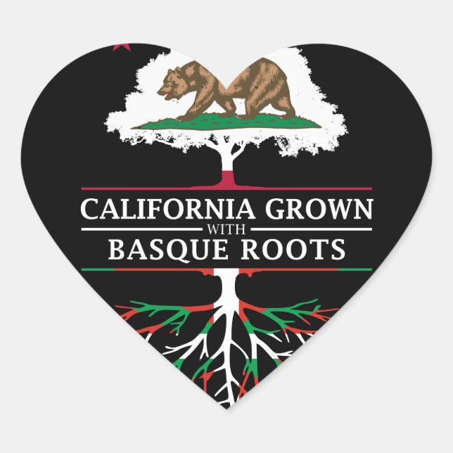 California Grown with Basque Roots Heart Sticker (Front)