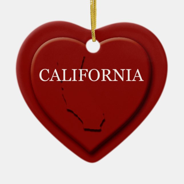 California Heart Map Christmas Ornament (Front)
