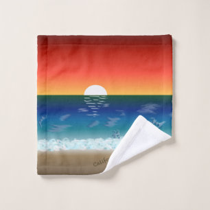 California Heart Sunset by the Ocean illustration