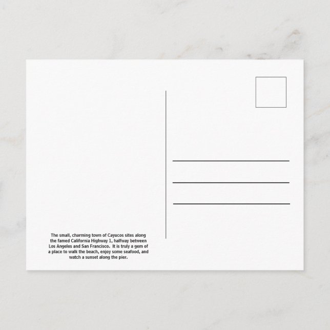 California Highway 1 Postcard (Back)