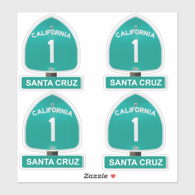 California Highway 1 Santa Cruz stickers (Sheet)