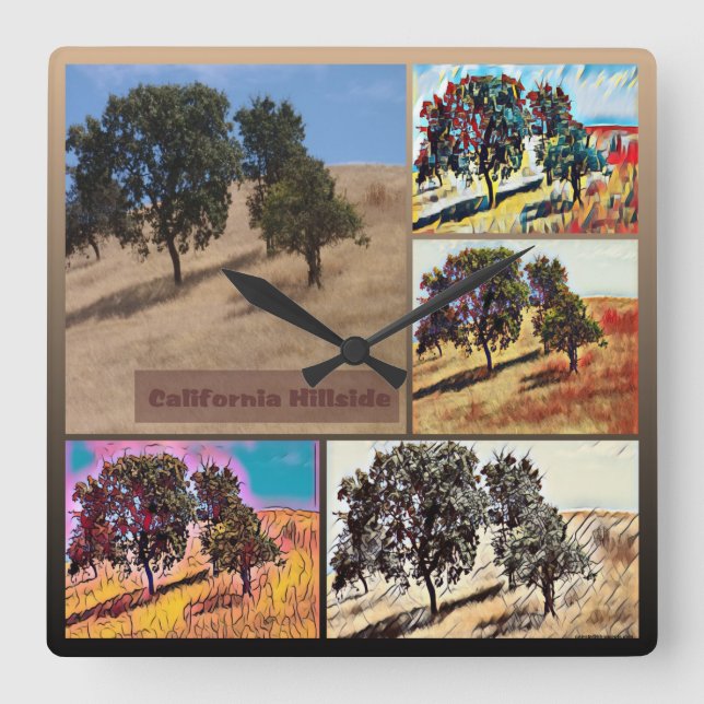 California Hillside Abstract Photo Collage 9979 Square Wall Clock (Front)