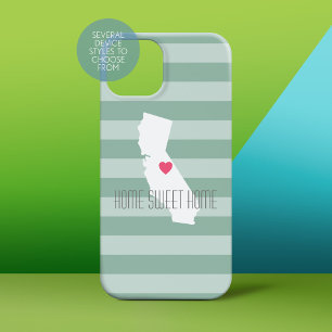 California Home State Love with Custom Heart iPhone 16 Case