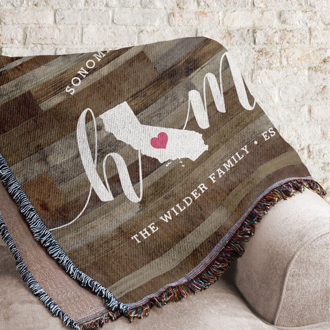 California Home State Personalized Wood Look Throw Blanket (Creator Uploaded)