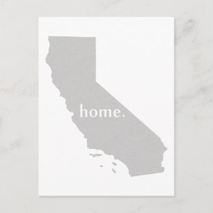California Home State Shaped Californian Cali Grey Postcard