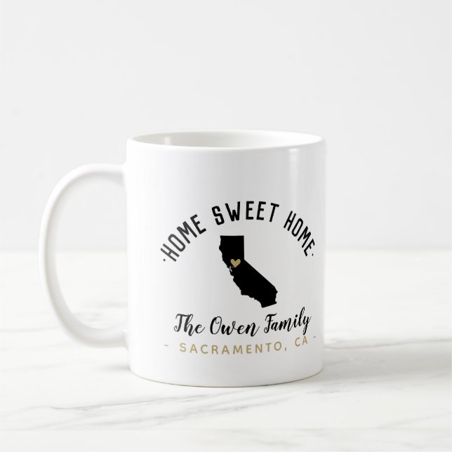 California Home Sweet Home Famille Monogramme Mug (Gauche)