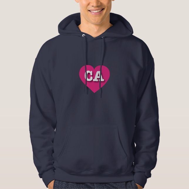 California Hot Pink Heart - I love CA Hoodie (Front)
