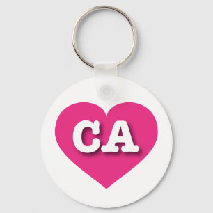 California Hot Pink Heart - I love CA Keychain