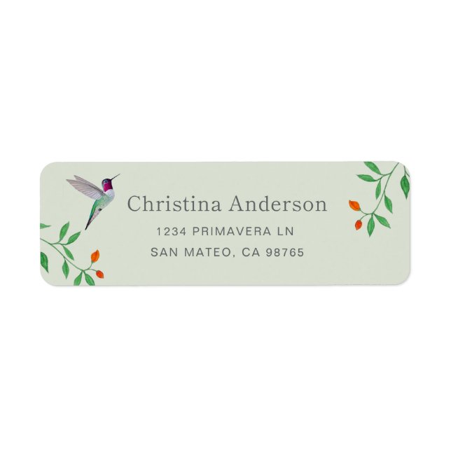California Hummingbird  Address (Front)