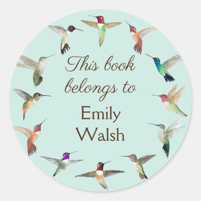 California Hummingbirds Book Plate Classic Round Sticker (Front)