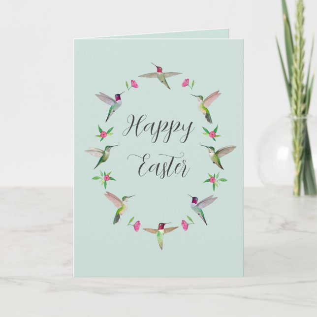 California Hummingbirds Happy Easter Card (Front)