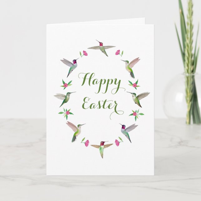 California Hummingbirds Happy Easter Card (Front)
