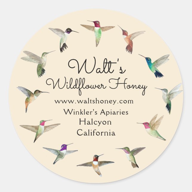 California Hummingbirds Product Label (Front)