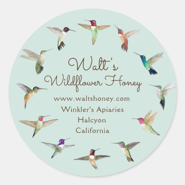 California Hummingbirds Product Label (Front)