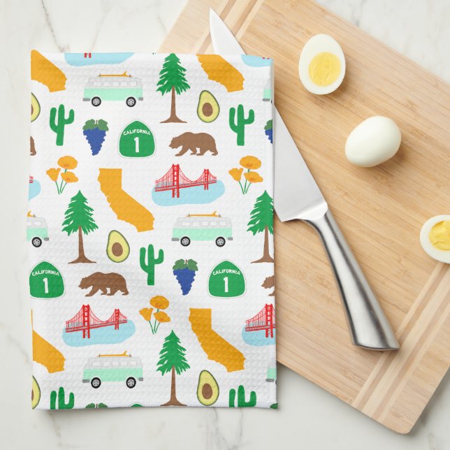 California Icons Kitchen Towel (Quarter Fold)