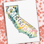 California Illustrated Map Postcard<br><div class="desc">Check out this colourful state map drawing.
 
 Visit my shop for more states and more matching items!</div>