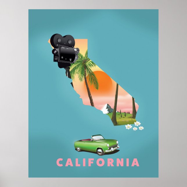 California illustrated map poster (Front)