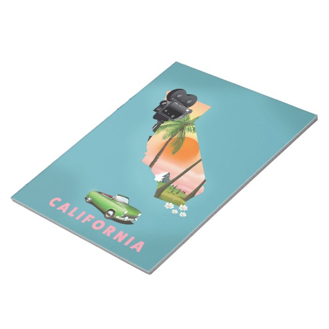 California illustrated map poster notepad (Angled)
