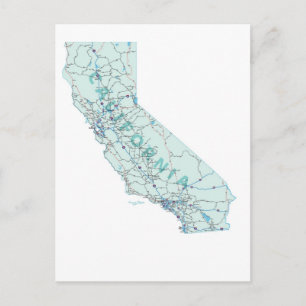 California Interstate Map Postcard
