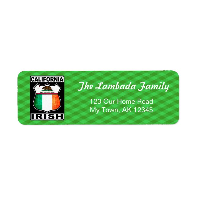 California Irish American Address Labels (Front)