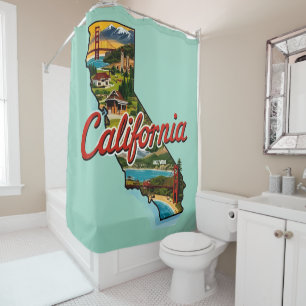 California Landmarks Map Illustration–Retro Travel