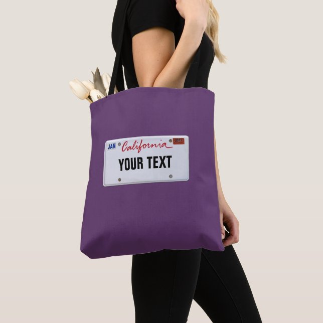 California License Plate (customizable) Tote Bag (Close Up)