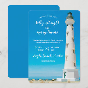 California Lighthouse Aruba Destination Wedding Invitation