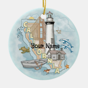 California Lighthouse Ceramic Ornament