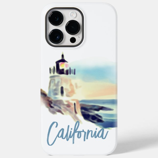 California Lighthouse Sunset Painting Fine Art Case-Mate iPhone Case (Back)