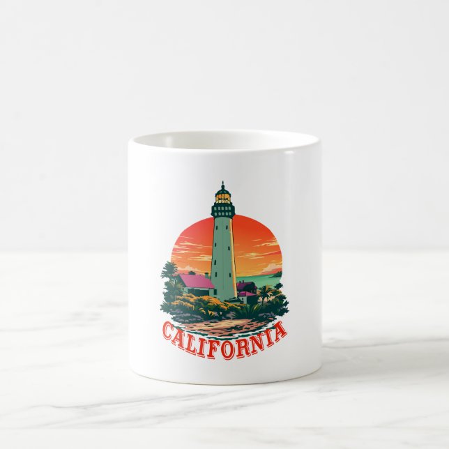 California Lighthouse Sunset View Coffee Mug (Center)