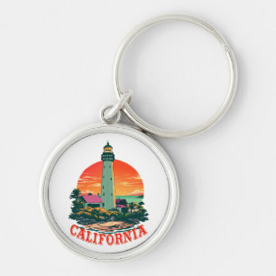 California Lighthouse Sunset View Keychain