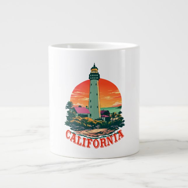 California Lighthouse Sunset View Large Coffee Mug (Front)