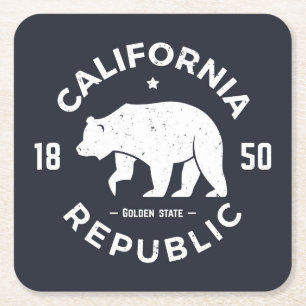 California Logo The Golden State Square Paper Coaster