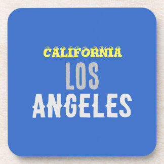 California Los Angeles City USA Retro Vintage Blue Coaster
