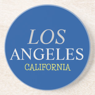 California Los Angeles City USA Retro Vintage Blue Coaster