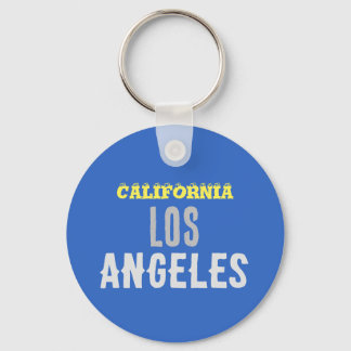 California Los Angeles City USA Retro Vintage Blue Keychain
