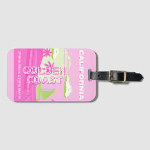 California, Los Angeles, Travel Art, Preppy, Pink Luggage Tag