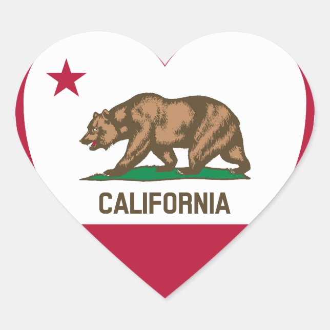 California Love - California Flag Heart Heart Sticker (Front)