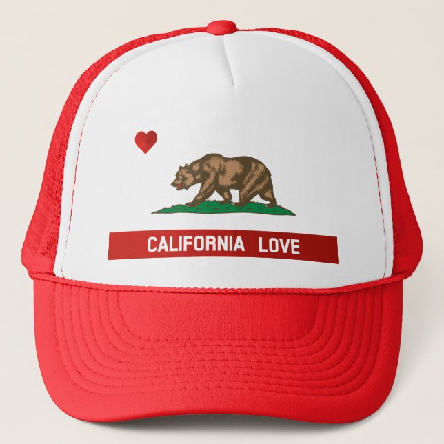 California Love State Flag Trucker Hat (red) (Front)