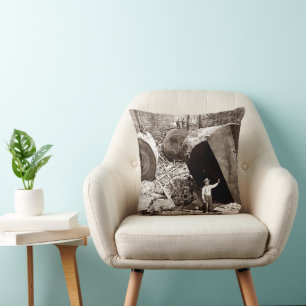 California Lumberjacks Next to Fallen Redwood 1910 Throw Pillow