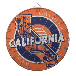 California Man Cave Custom Name Est Date Dartboard