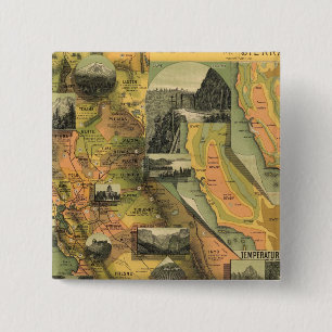 California Map 2 Inch Square Button