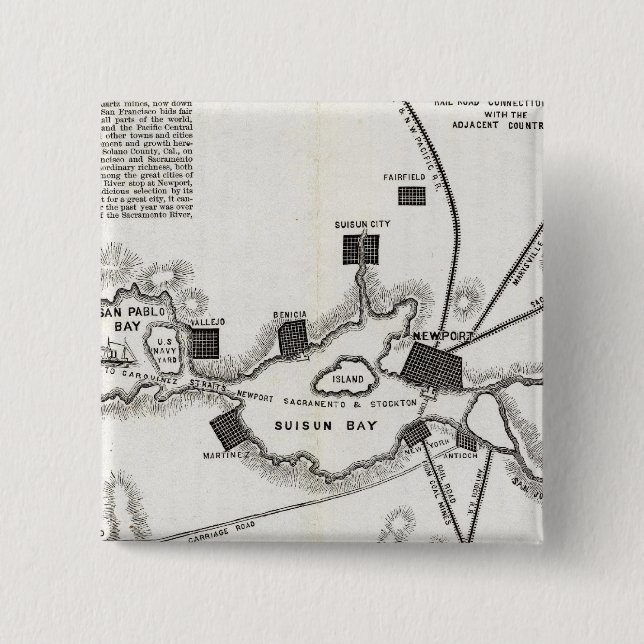 California Map 2 Inch Square Button (Front)