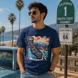 California Map Art Vintage Graphic T-Shirt