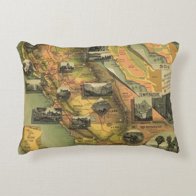 California Map Decorative Pillow (Front)