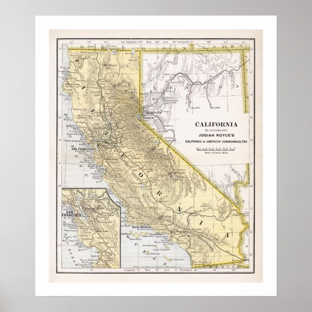 California Map from 1886 Poster (Front)
