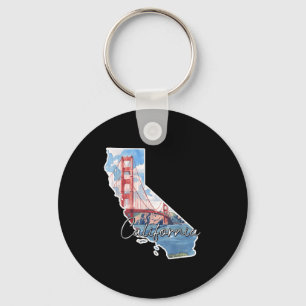 California map illustration golden gate bridge keychain