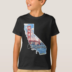 California map illustration golden gate bridge T-Shirt